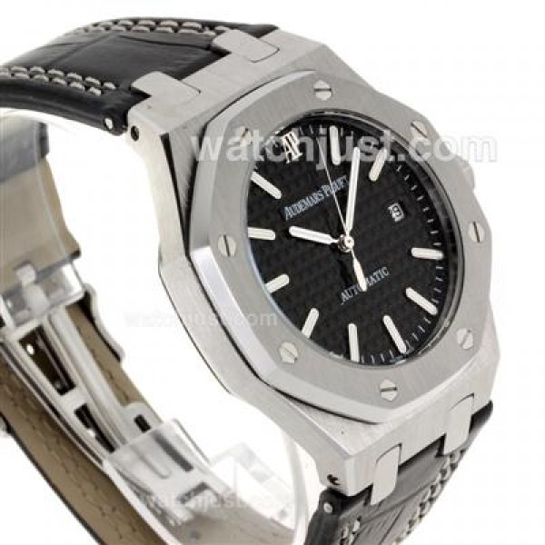 Audemars Piguet Royal Oak Automatic with Black Dial-Leather Strap