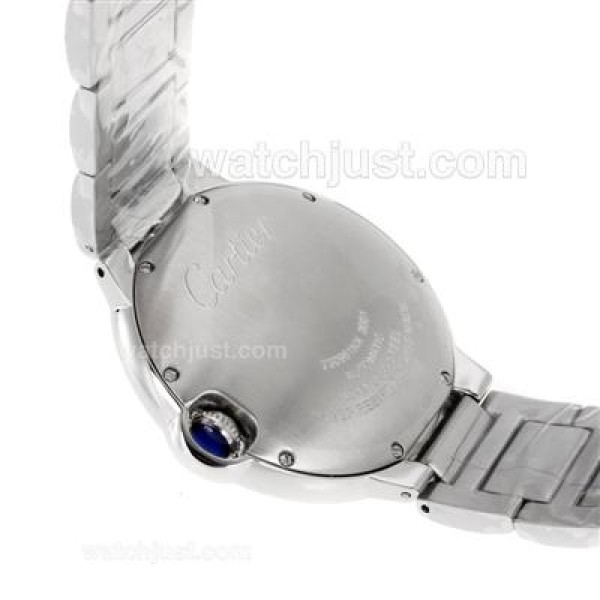Cartier Ballon Bleu de Cartier Roman Markers with White Dial S/S-Sapphire Glass