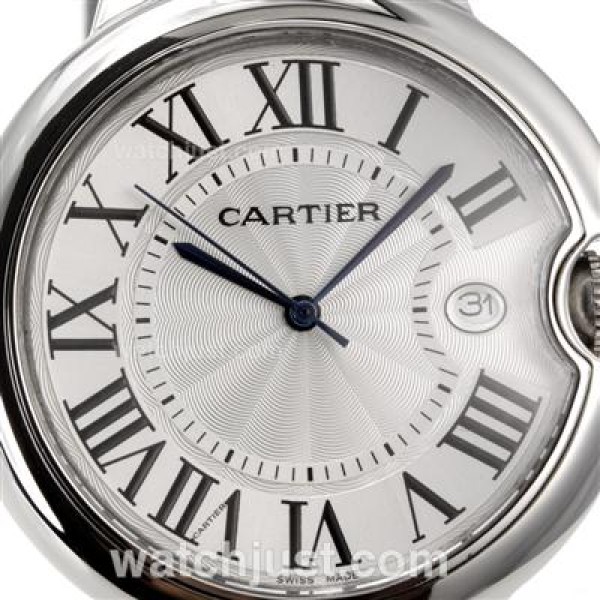 Cartier Ballon Bleu de Cartier Roman Markers with White Dial S/S-Sapphire Glass
