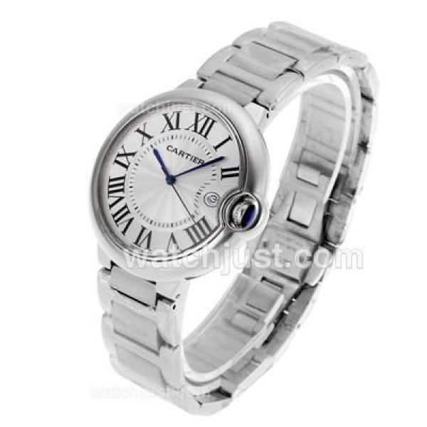 Cartier Ballon Bleu de Cartier Roman Markers with White Dial S/S-Sapphire Glass