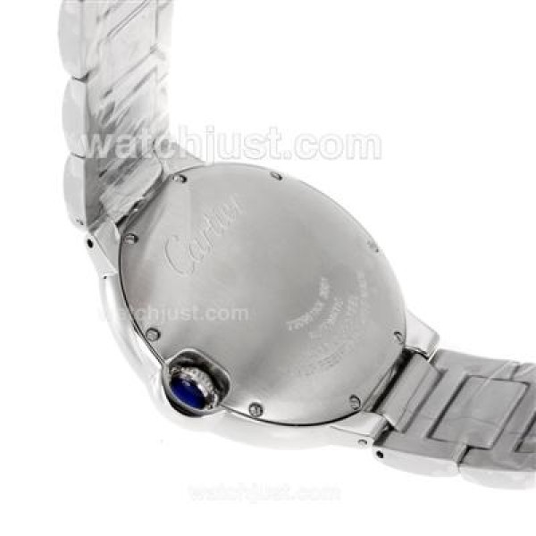 Cartier Ballon Bleu de Cartier Roman Markers with Black Dial S/S-Sapphire Glass