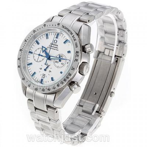 Omega Speedmaster Working Chronograph White Dial with Blue Marking