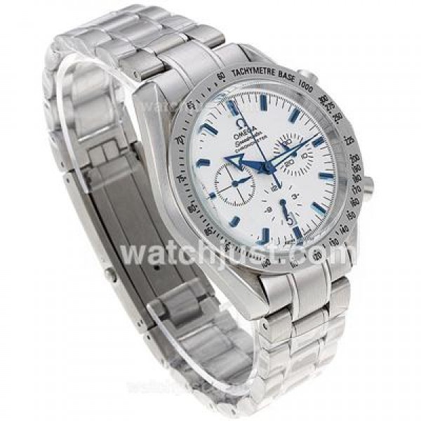 Omega Speedmaster Working Chronograph White Dial with Blue Marking