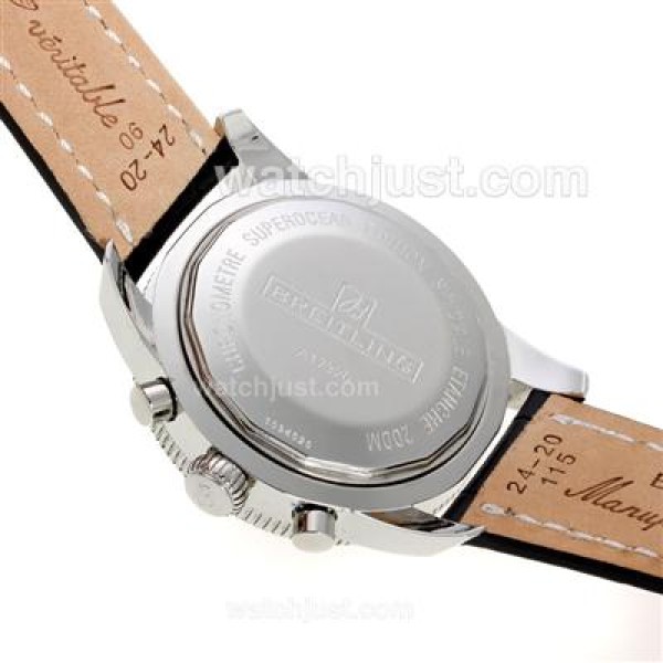Breitling Super Ocean Chronograph Swiss Valjoux 7750 Movement with White Dial-Leather Strap