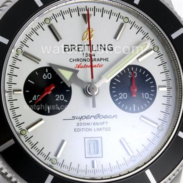 Breitling Super Ocean Chronograph Swiss Valjoux 7750 Movement with White Dial-Leather Strap