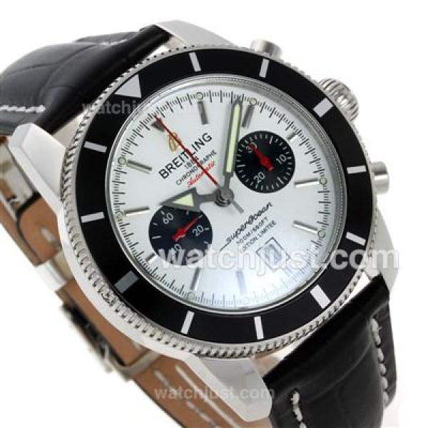 Breitling Super Ocean Chronograph Swiss Valjoux 7750 Movement with White Dial-Leather Strap