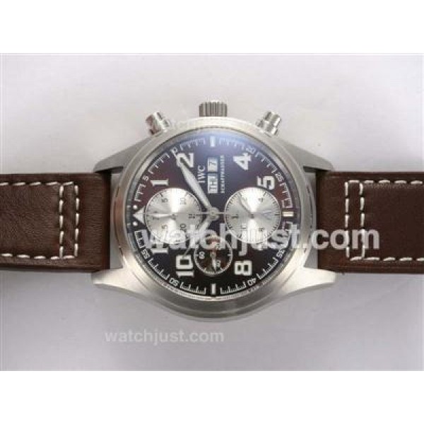 IWC Saint Exupery Chronograph Swiss Valjoux 7750 Movement Brown Dial with AR Coating