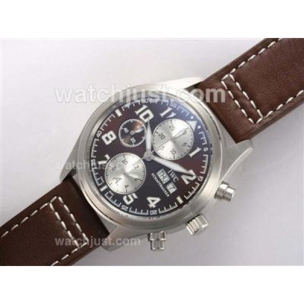 IWC Saint Exupery Chronograph Swiss Valjoux 7750 Movement Brown Dial with AR Coating