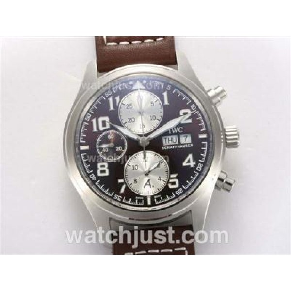 IWC Saint Exupery Chronograph Swiss Valjoux 7750 Movement Brown Dial with AR Coating
