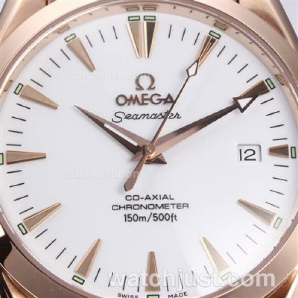 Omega Seamaster Aqua Terra Automatic Full Rose Gold with White Dial-Same Chassis As Swiss Version-High Quality