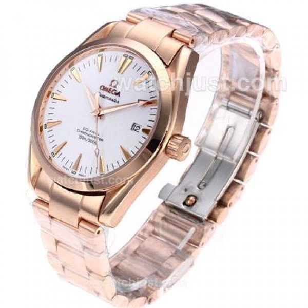 Omega Seamaster Aqua Terra Automatic Full Rose Gold with White Dial-Same Chassis As Swiss Version-High Quality