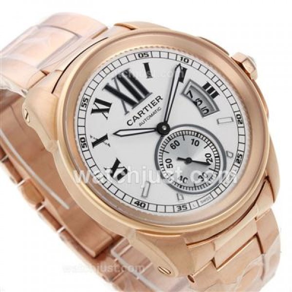 Cartier Calibre de Cartier Automatic Full Rose Gold with White Dial