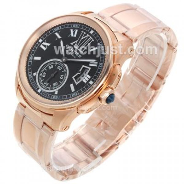 Cartier Calibre de Cartier Automatic Full Rose Gold with Black Dial