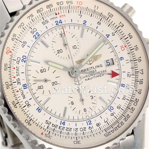 Breitling Navitimer World Swiss Valjoux 7750 Movement with White Dial