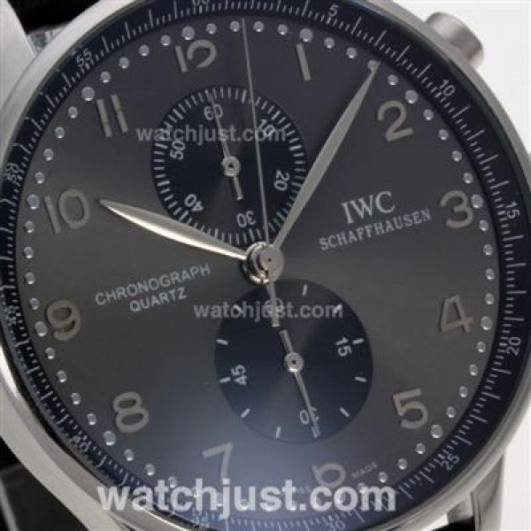 IWC Portuguese Working Chronograph with Gray Dial-Leather Strap