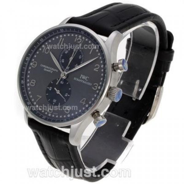 IWC Portuguese Working Chronograph with Gray Dial-Leather Strap
