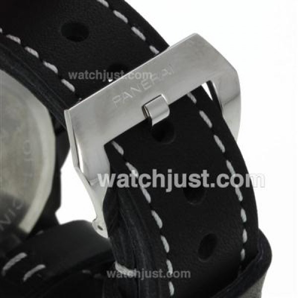 Panerai Luminor Marina Automatic PVD Case with Blue Dial-Black Leather Strap