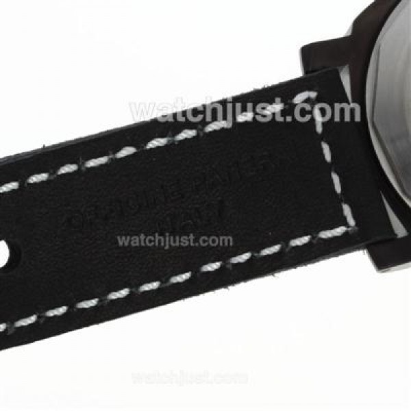 Panerai Luminor Marina Automatic PVD Case with Blue Dial-Black Leather Strap