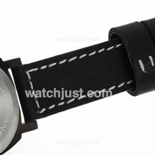 Panerai Luminor Marina Automatic PVD Case with Blue Dial-Black Leather Strap