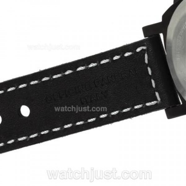 Panerai Luminor Marina Automatic PVD Case with Blue Dial-Black Leather Strap