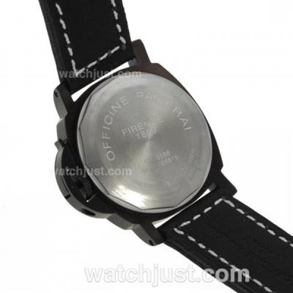 Panerai Luminor Marina Automatic PVD Case with Blue Dial-Black Leather Strap