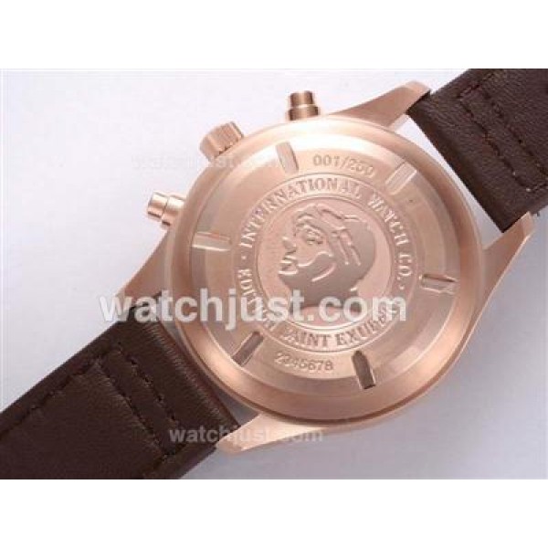 IWC Saint Exupery Chronograph Swiss Valjoux 7750 Movement Rose Gold Case with Brown Dial-AR Coating