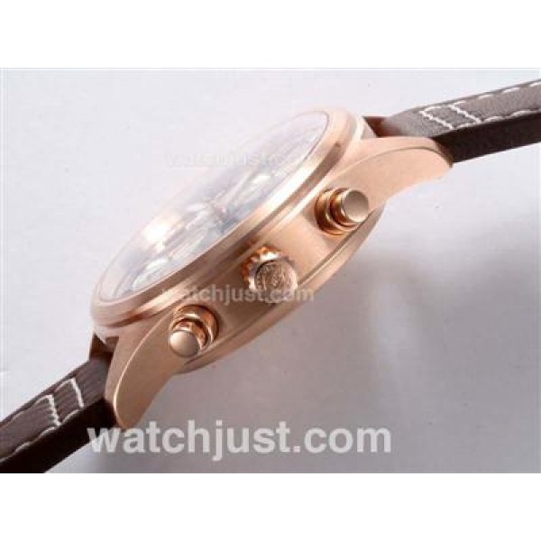 IWC Saint Exupery Chronograph Swiss Valjoux 7750 Movement Rose Gold Case with Brown Dial-AR Coating