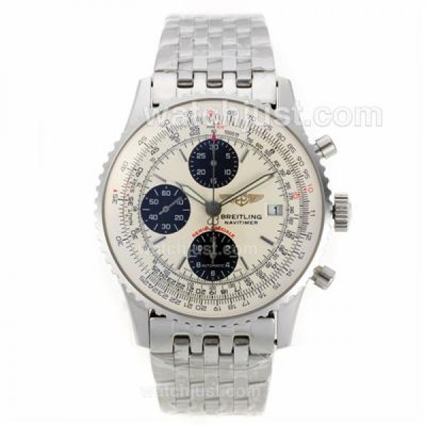 Breitling Navitimer Chronograph Swiss Valjoux 7750 Movement with White Dial