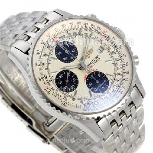 Breitling Navitimer Chronograph Swiss Valjoux 7750 Movement with White Dial