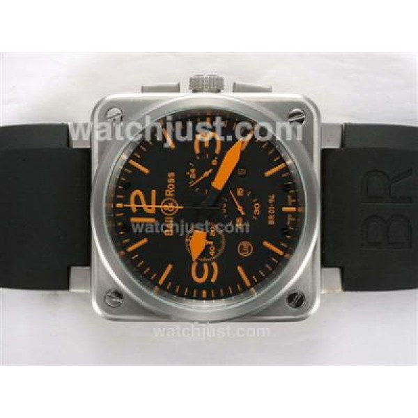 Bell & Ross BR 01-94 Working Chronograph Orange Marking with Black Dial-Rubber Strap 46x46mm