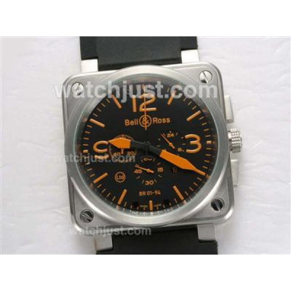 Bell & Ross BR 01-94 Working Chronograph Orange Marking with Black Dial-Rubber Strap 46x46mm