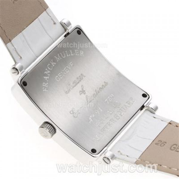 Franck Muller Master Square Swiss ETA Movement Diamond Bezel with White Dial and Strap