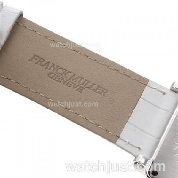 Franck Muller Master Square Swiss ETA Movement Diamond Bezel with White Dial and Strap