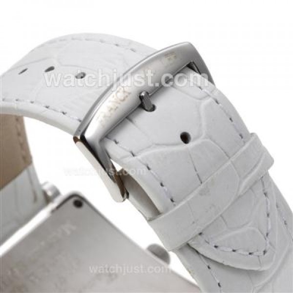 Franck Muller Master Square Swiss ETA Movement Diamond Bezel with White Dial and Strap