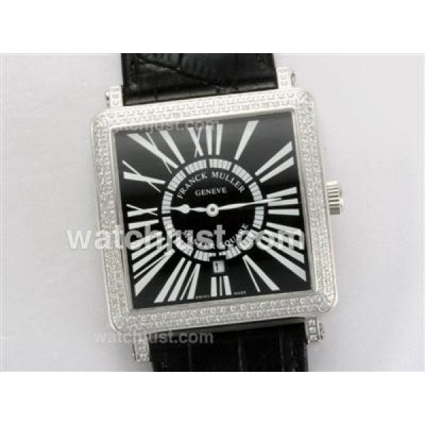Franck Muller Master Square Swiss ETA Movement Diamond Bezel with Black Dial and Strap