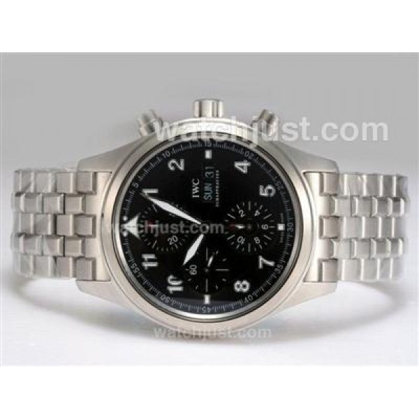IWC Spitfire Double Chronograph Swiss Valjoux 7750 Movement with Black Dial