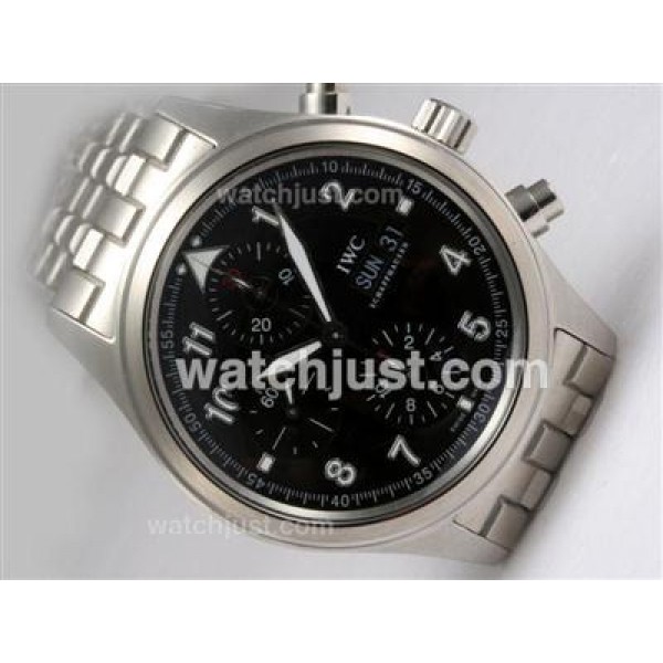 IWC Spitfire Double Chronograph Swiss Valjoux 7750 Movement with Black Dial