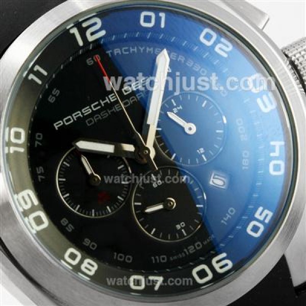 Porsche Design Dashboard Working Chronograph with Black Dial-Rubber Strap