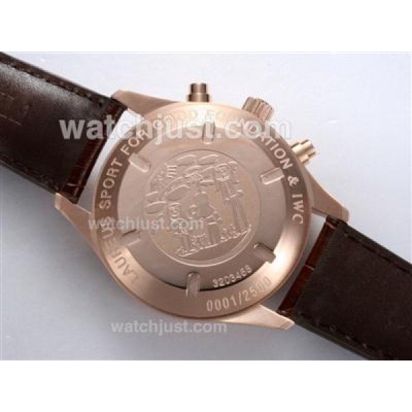 IWC Pilot Chronograph Swiss Valjoux 7750 Movement Rose Gold Case with Black Dial-AR Coating