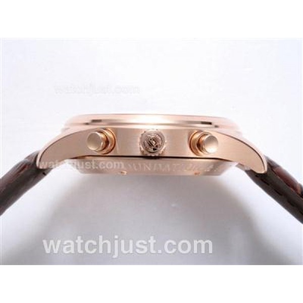 IWC Pilot Chronograph Swiss Valjoux 7750 Movement Rose Gold Case with Black Dial-AR Coating