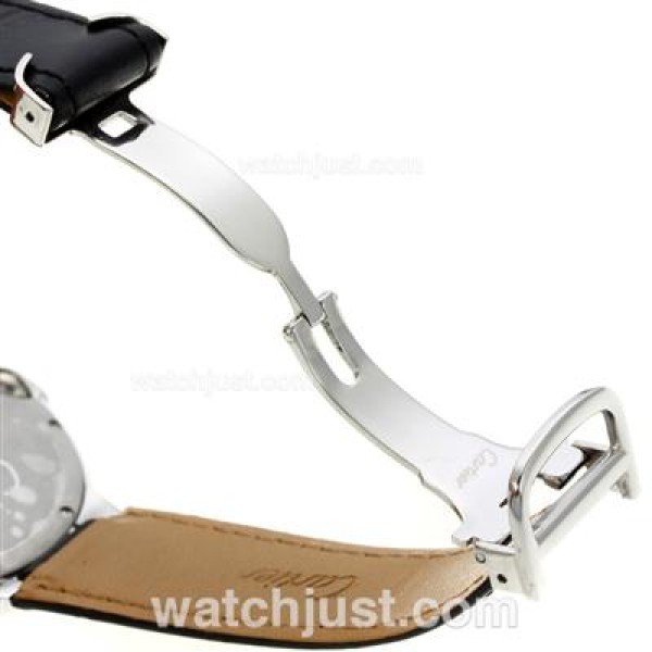 Cartier Ballon bleu de Cartier Diamond Bezel with White Dial-Leather Strap