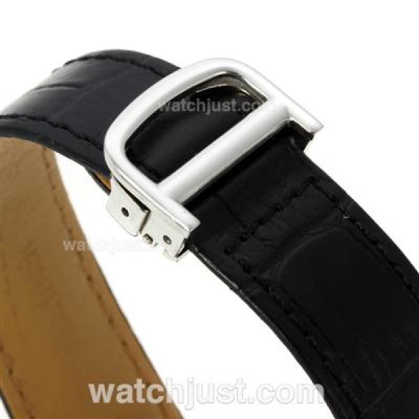 Cartier Ballon bleu de Cartier Diamond Bezel with White Dial-Leather Strap
