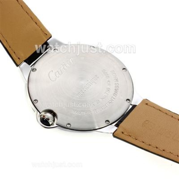 Cartier Ballon bleu de Cartier Diamond Bezel with White Dial-Leather Strap