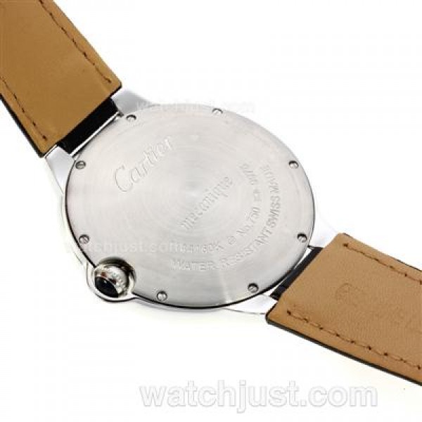 Cartier Ballon bleu de Cartier Diamond Bezel with Black Dial-Leather Strap