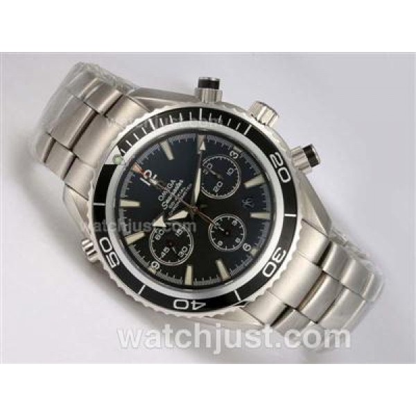 Swiss Made Fake Omega Seamaster Planet Ocean With Black Dials For Men