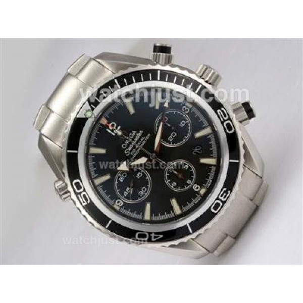 Swiss Made Fake Omega Seamaster Planet Ocean With Black Dials For Men