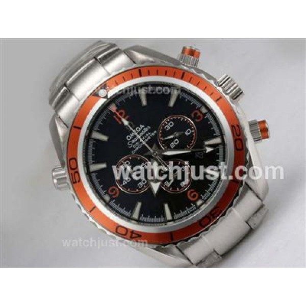 Omega Seamaster Planet Ocean Working Chronograph Black Dial with Orange Bezel Same Chassis As 7750-High Quality