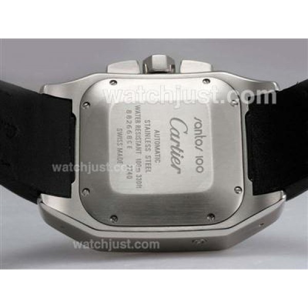 Cartier Santos 100 Chronograph Swiss Valjoux 7750 Movement with White Dial