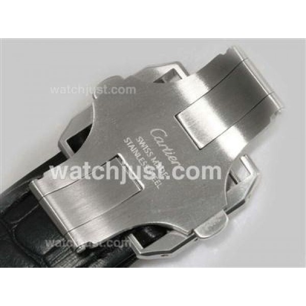 Cartier Santos 100 Chronograph Swiss Valjoux 7750 Movement with White Dial