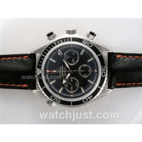 Omega Seamaster Planet Ocean Chronograph Swiss Valjoux 7750 Movement AR Coating-Orange marking